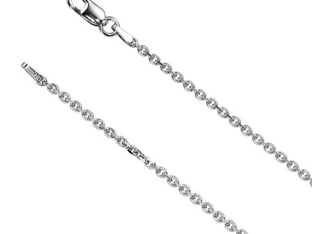 1.75mm 14k White Gold Solid Cable Chain Lobster Clasp Necklace on Sale