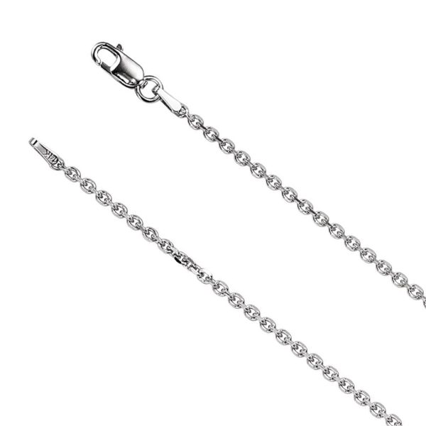 1.75mm 14k White Gold Solid Cable Chain Lobster Clasp Necklace on Sale