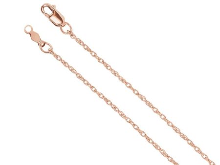 1.25mm 14k Rose Gold Solid Loose Rope Chain Necklace Fashion