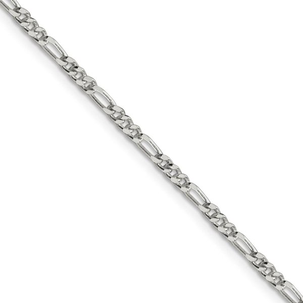 2.5mm Sterling Silver Solid Figaro Chain Necklace For Discount