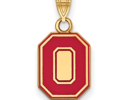 14k Gold Plated Silver Ohio State Small Enamel  O  Pendant For Cheap