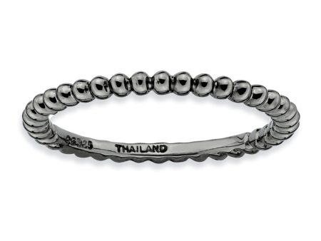 1.5mm Black Plated Sterling Silver Stackable Beaded Band Online