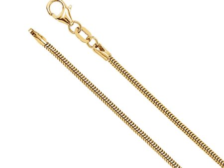 1.5mm 14k Yellow Gold Solid Round Snake Chain Necklace Hot on Sale