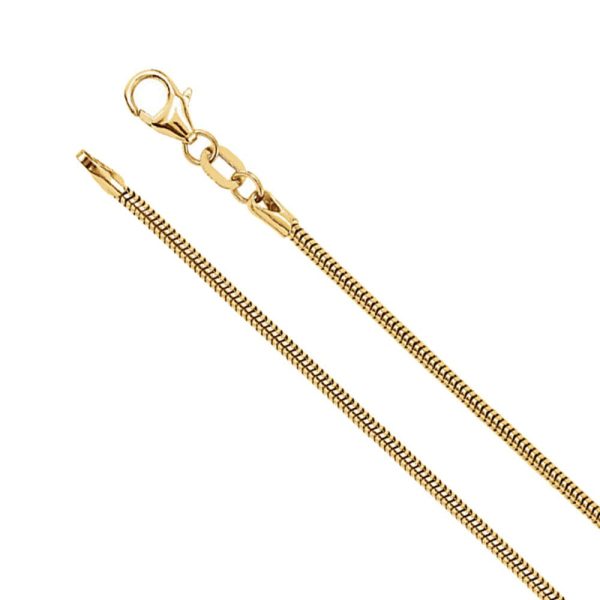 1.5mm 14k Yellow Gold Solid Round Snake Chain Necklace Hot on Sale