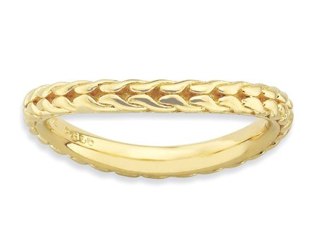 2.25mm Stackable 14K Gold Plated Silver Curved Wheat Pattern Band For Discount