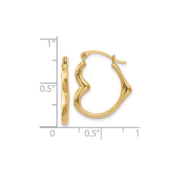 Sideways Heart Hoop Earrings in 14k Yellow Gold Cheap