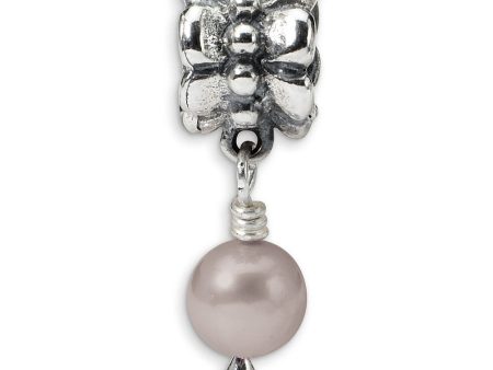 6mm Gray FW Cultured Pearl & Sterling Silver Dangle Bead Charm Supply