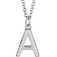 14k White Gold 9.5mm Small Block Initial A-Z Necklace, 18 Inch Online Hot Sale