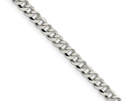 4mm, Sterling Silver, Solid Beveled Curb Chain Necklace Fashion