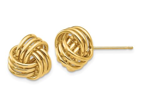 12mm Polished 3D Love Knot Earrings in 14k Yellow Gold Discount