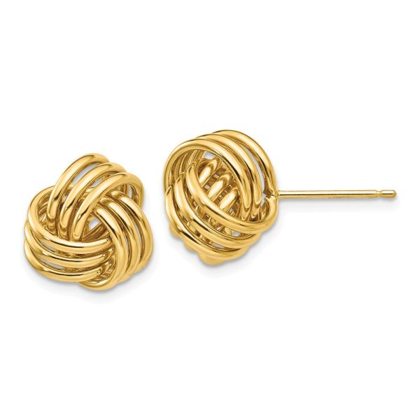 12mm Polished 3D Love Knot Earrings in 14k Yellow Gold Discount