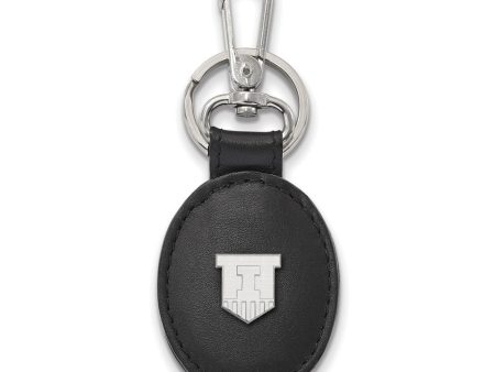 Sterling Silver U of Illinois Black Leather Key Chain Online Sale