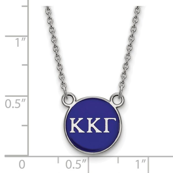 Sterling Silver Kappa Kappa Gamma Small Blue Enamel Disc Necklace Online Hot Sale