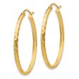 2.5mm x 35mm 14k Yellow Gold Diamond-Cut Oval Hoop Earrings For Discount