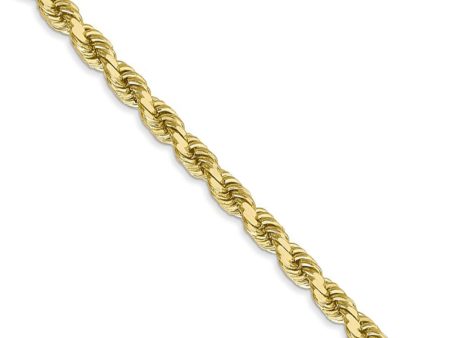 4mm 10k Yellow Gold Diamond-Cut Solid Rope Chain Necklace For Cheap