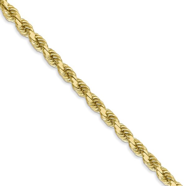 4mm 10k Yellow Gold Diamond-Cut Solid Rope Chain Necklace For Cheap