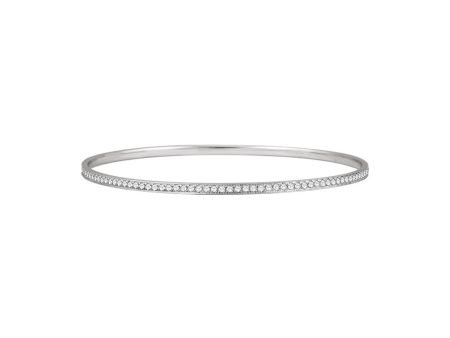 14k White Gold & 1.5 Ctw Diamond 2.5mm Bangle Bracelet Cheap