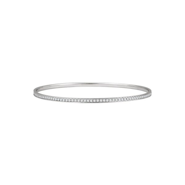 14k White Gold & 1.5 Ctw Diamond 2.5mm Bangle Bracelet Cheap