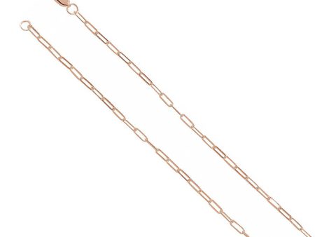 14k Rose Gold 2mm Elongated Flat Cable Chain Necklace Sale