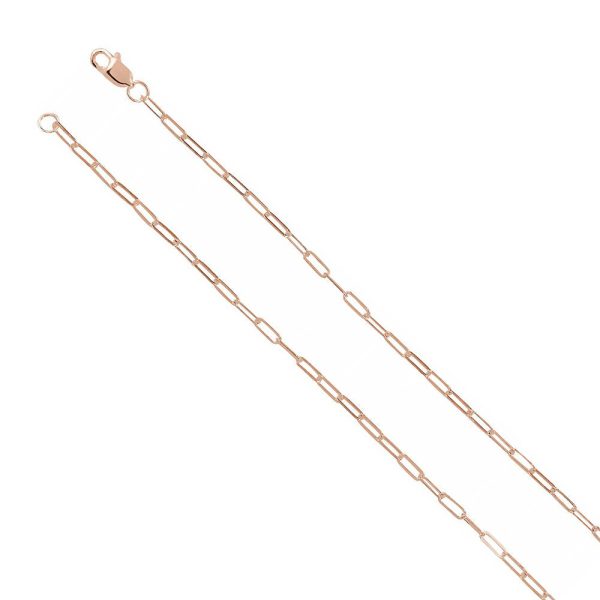 14k Rose Gold 2mm Elongated Flat Cable Chain Necklace Sale