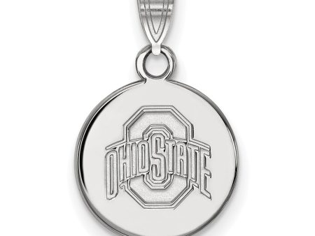 10k White Gold Ohio State Small Disc Pendant Online Hot Sale