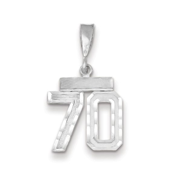 14k White Gold, Varsity Collection, Small D C Pendant, Number 70 Sale