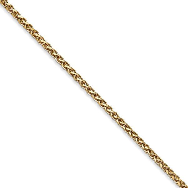 1.8mm, 14k Yellow Gold Diamond Cut Solid Spiga Chain Necklace Hot on Sale