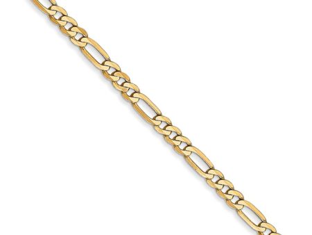 2.75mm 14k Yellow Gold Solid Flat Figaro Chain Bracelet & Anklet For Cheap