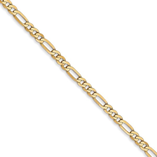 2.75mm 14k Yellow Gold Solid Flat Figaro Chain Bracelet & Anklet For Cheap