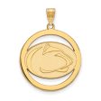 14k Gold Plated Silver Penn State XL Circle Pendant Hot on Sale