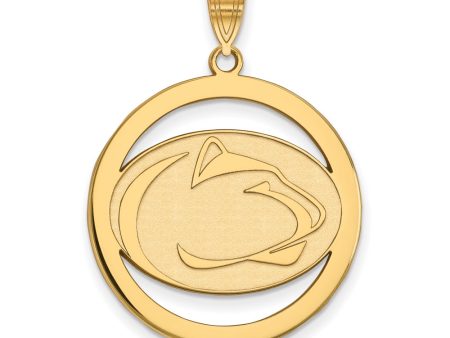 14k Gold Plated Silver Penn State XL Circle Pendant Hot on Sale