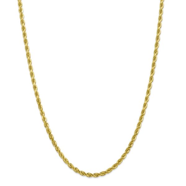 4mm 10k Yellow Gold Diamond-Cut Solid Rope Chain Necklace For Cheap