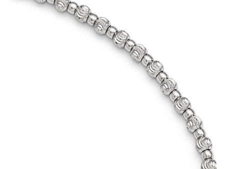 Sterling Silver 3mm Diamond-cut Beaded Anklet, 9-10 in Hot on Sale