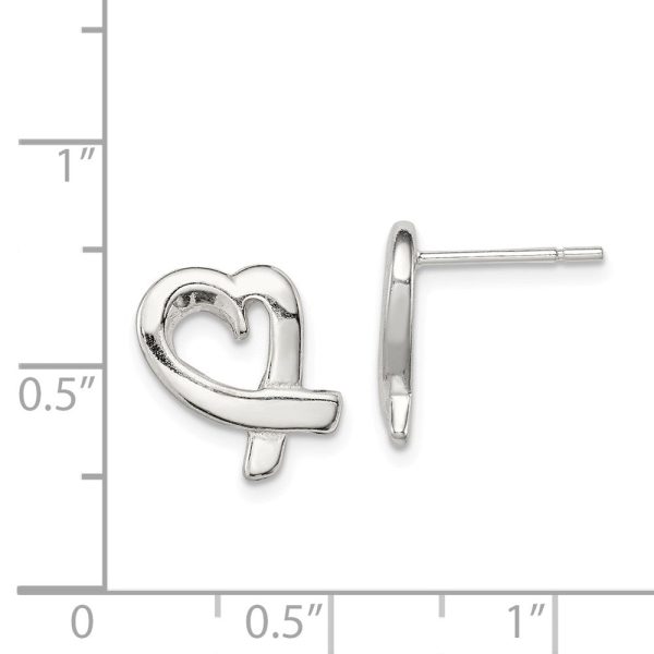 13mm Ribbon Heart Post Earrings in Sterling Silver Online