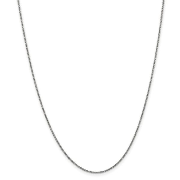 1.5mm 10k White Gold Solid Cable Chain Necklace Online Hot Sale