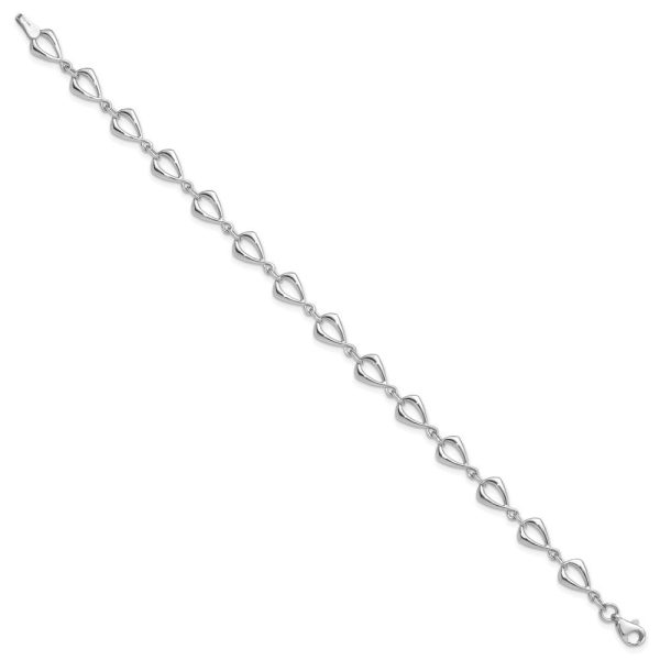 14k White Gold 6mm Polished Fancy Link Chain Bracelet, 7.5 Inch on Sale