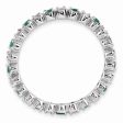 2.25mm Stackable Created Emerald & .04 Ctw HI I3 Diamond Silver Band For Sale