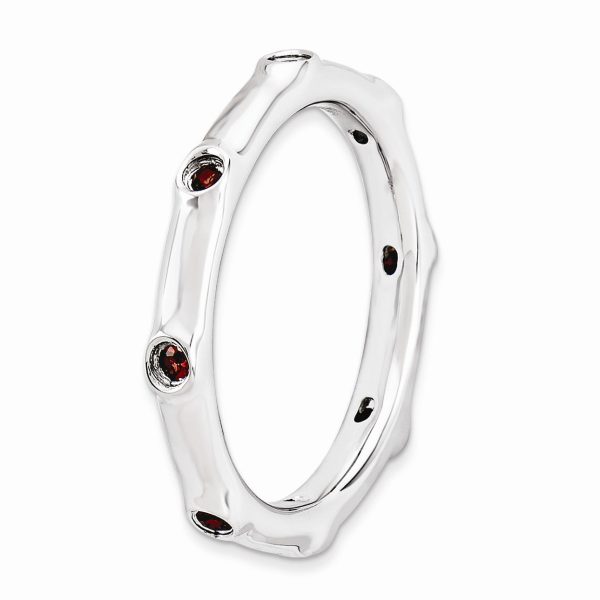 2.25mm Sterling Silver and Garnet Accent Stackable Band Fashion