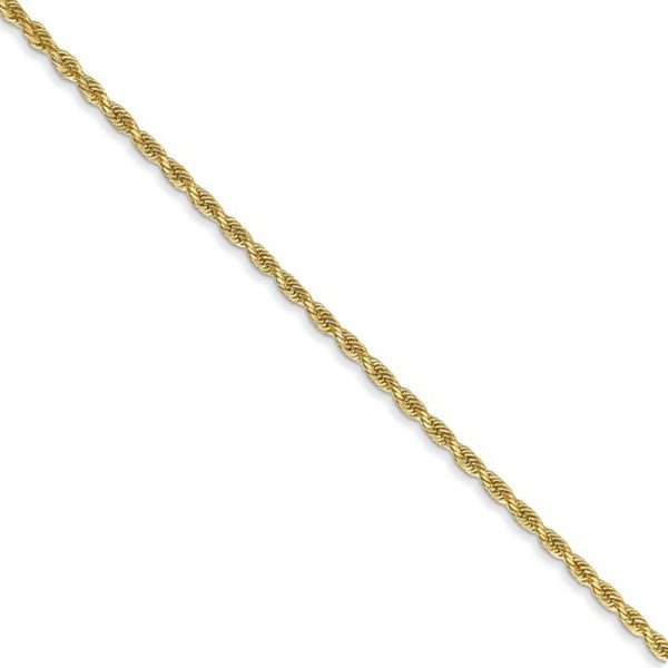 1.5mm 14k Yellow Gold, D C Rope Chain Necklace For Sale