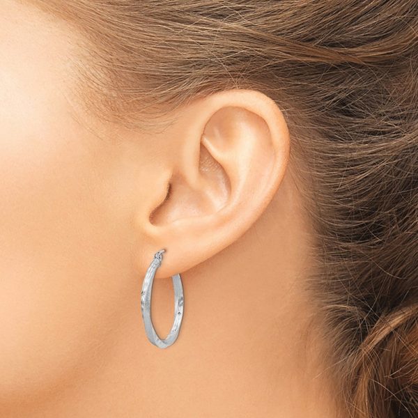 2.5mm, Sterling Silver, Twisted Round Hoop Earrings, 25mm in Diameter Online Sale