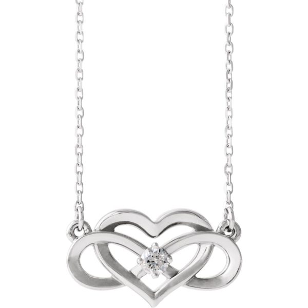 14k Yellow, White or Rose Gold Diamond Infinity Heart Necklace 16-18in Sale