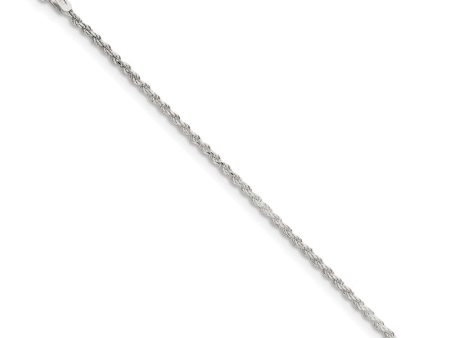 1.7mm, Sterling Silver Diamond Cut Solid Rope Chain Bracelet For Sale