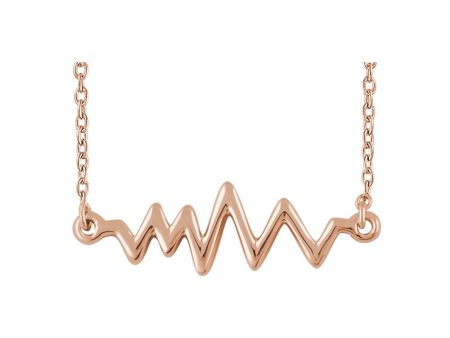 14k Yellow, White or Rose Gold Heartbeat Bar Necklace, 16-18 Inch Sale