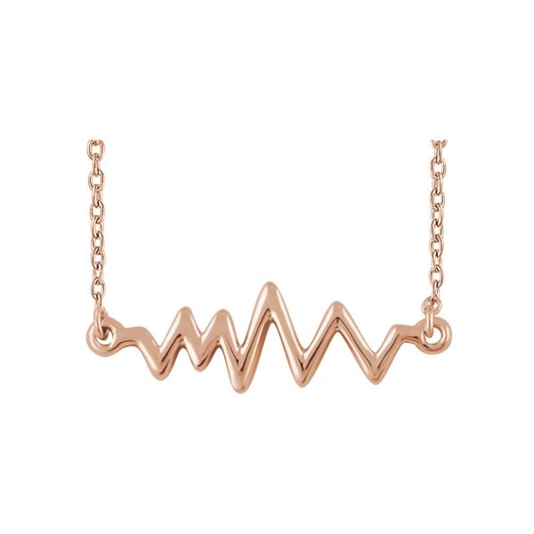 14k Yellow, White or Rose Gold Heartbeat Bar Necklace, 16-18 Inch Sale