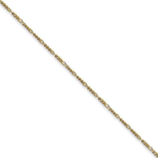 1.25mm 10k Yellow Gold Flat Figaro Chain Necklace Cheap