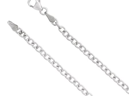 Sterling Silver 3.25mm Solid Oval Cable Chain Necklace Fashion