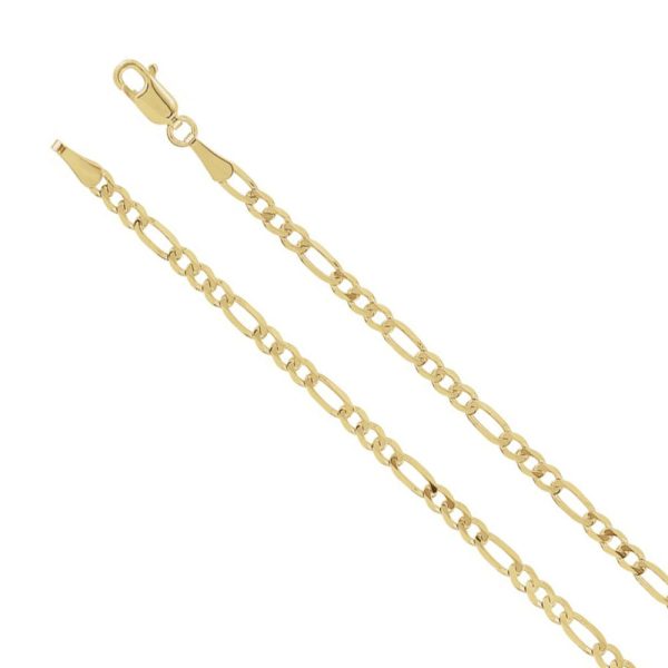 14K Yellow Gold 3mm Solid Figaro Chain Necklace Sale