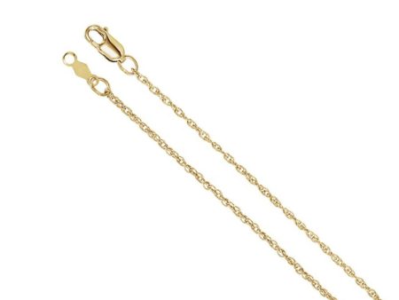 1.25mm 18k Yellow Gold Solid Loose Rope Chain Necklace Hot on Sale