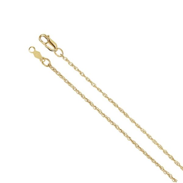 1.25mm 18k Yellow Gold Solid Loose Rope Chain Necklace Hot on Sale