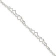 Sterling Silver Chain of Hearts Anklet on Sale